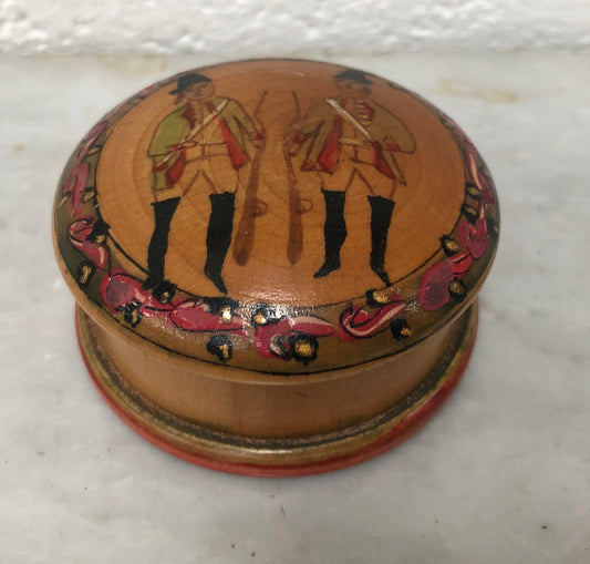 Vintage Treen Hand-Painted Trinket Box