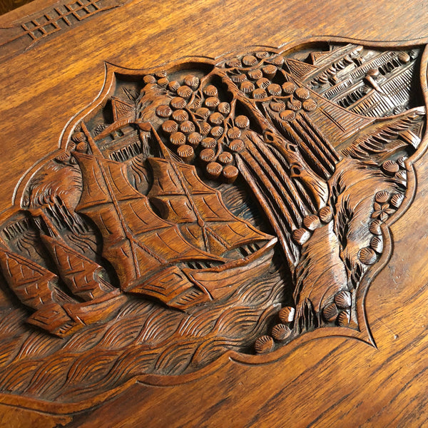 Chinese Carved Camphor Wood Chest