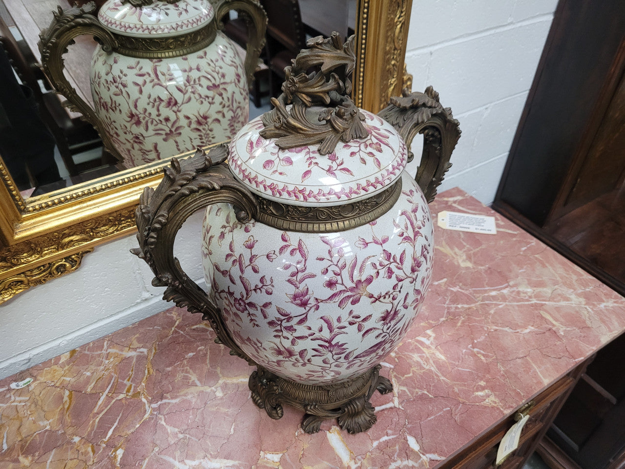 Large Attractive Ceramic Ornamental Lidded Jar with Stunning Ormolu Features