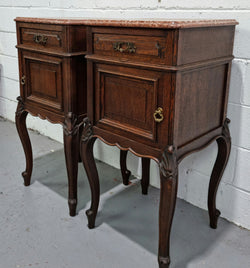 Louis XV Style Dark Oak Marble Top Bedside Cabinets | Antique & Vintage | Moonee Ponds Antiques | Australia Wide Delivery