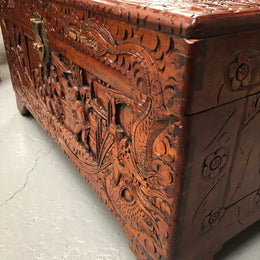Lovely Carved Camphor Wood Chest