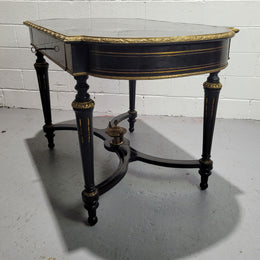 19th Century Napoleon III boulle ebonized centre table. Beautiful decorative mounts and has a drawer on one side. In good restored condition.