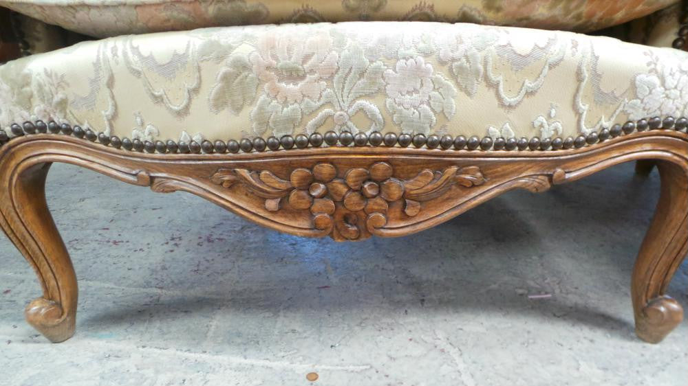 Antique Pair Of Carved Louis XV Style Upholstered FauteuilsL40 | Antique & Vintage | Moonee Ponds Antiques | Australia Wide Delivery