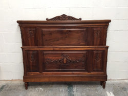 Carved French Walnut Queen Size Bed | Antique & Vintage | Moonee Ponds Antiques | Australia Wide Delivery