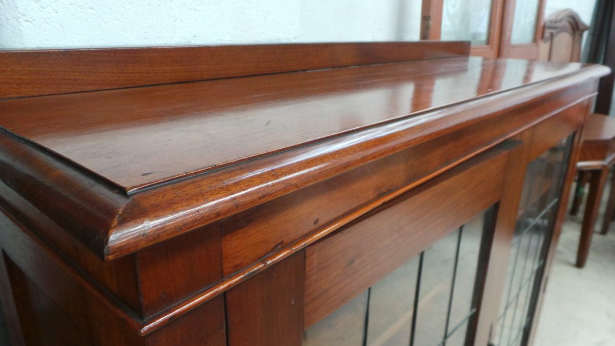 Australian Black wood Leadlight Cabinet | Antique & Vintage | Moonee Ponds Antiques | Australia Wide Delivery