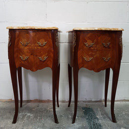 Pair of French Marquetry Inlaid Bedsides Cabinets