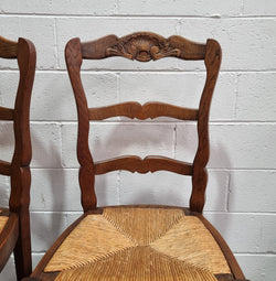 Set of Six French Oak Rush Seated Provincial Dining Chairs | Antique & Vintage | Moonee Ponds Antiques | Australia Wide Delivery