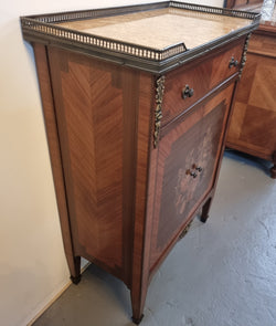 Louis 16th Style Marquetry Inlaid Marble Top Side Cabinet | Antique & Vintage | Moonee Ponds Antiques | Australia Wide Delivery