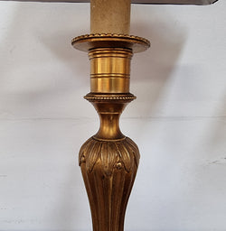Pair of French Antique 19th Century Gilt Bronze Candlestick Lamps & Shades | Antique & Vintage | Moonee Ponds Antiques | Australia Wide Delivery