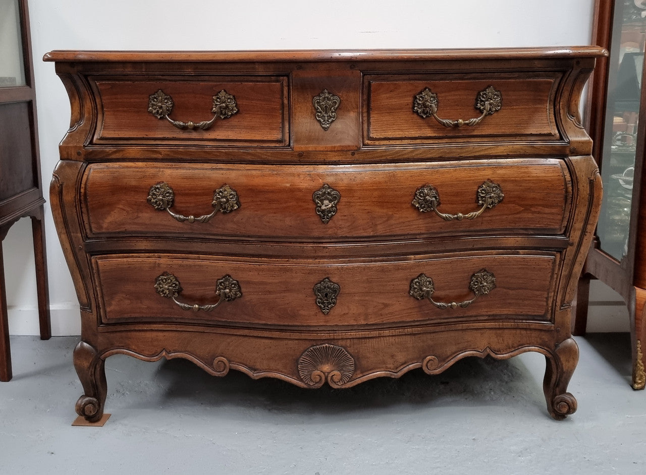 Rare Wooden Top Walnut Louis XV Style Three Drawer Bombe Commode | Antique & Vintage | Moonee Ponds Antiques | Australia Wide Delivery
