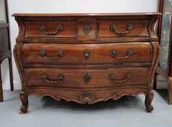 Rare Wooden Top Walnut Louis XV Style Three Drawer Bombe Commode | Antique & Vintage | Moonee Ponds Antiques | Australia Wide Delivery