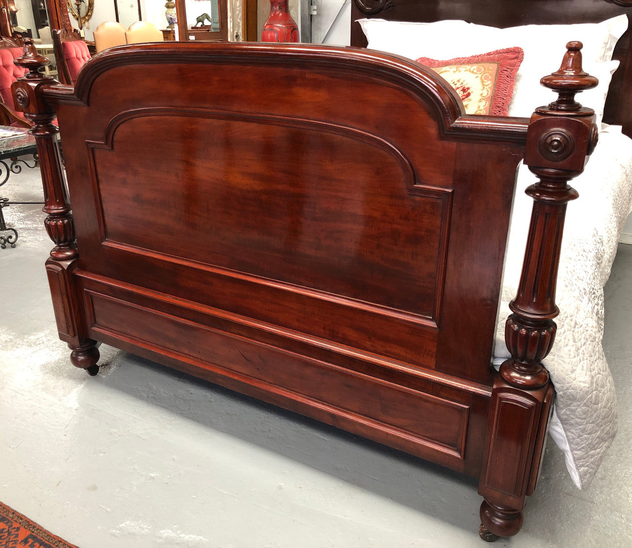 Antique Carved Mahogany Half Tester Poster Bed