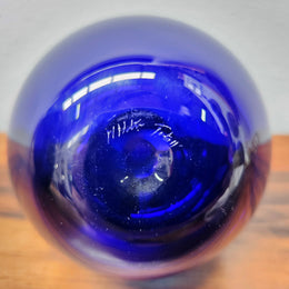 Impressive Signed 2 tone Blue Glass Perfume Bottle With Stopper. No Chips or Cracks in good condition.  Please see photos as they form part of the description.