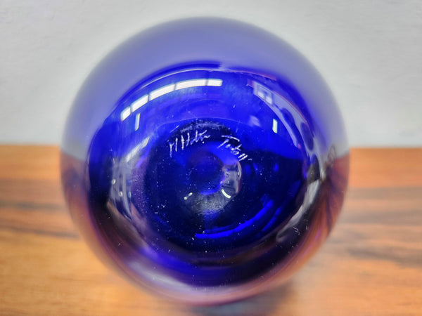 Impressive Signed 2 tone Blue Glass Perfume Bottle With Stopper. No Chips or Cracks in good condition.  Please see photos as they form part of the description.