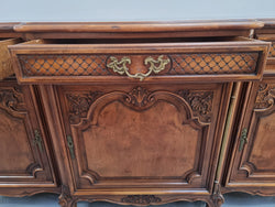 French Burr Walnut-Walnut Parquetry Top Three Door Sideboard | Antique & Vintage | Moonee Ponds Antiques | Australia Wide Delivery
