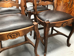 Set of 4 French Ladder Back Dining Chairs With Leather Seat | Antique & Vintage | Moonee Ponds Antiques | Australia Wide Delivery