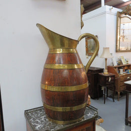 Large French Oak And Brass Banded Measuring Jug
