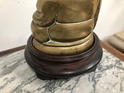 Antique Brass Chinese Buddha On Wooden Stand | Antique & Vintage | Moonee Ponds Antiques | Australia Wide Delivery