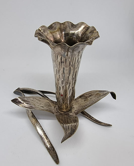 Antique Art Nouveau silver plate posy vase in good original condition.