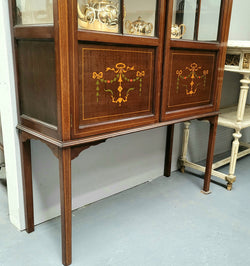 Edwardian Sheraton Style Display Cabinet with Hand Painted Panels | Antique & Vintage | Moonee Ponds Antiques | Australia Wide Delivery