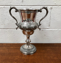 Large Embossed and Engraved Silver Plate Trophy or Vase | Antique & Vintage | Moonee Ponds Antiques | Australia Wide Delivery