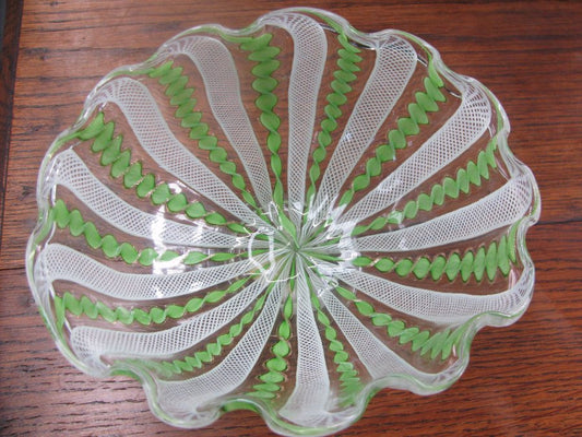 Murano Venetian Latticino Glass Bowl