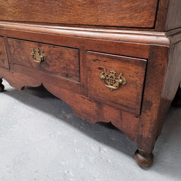 Early 19th Century English Oak chest on stand. It has been sourced in France and has plenty of storage space with eight drawers. In good original detailed condition.
