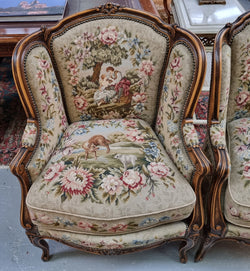 Pair Of French Walnut Tapestry Covered Armchairs | Antique & Vintage | Moonee Ponds Antiques | Australia Wide Delivery