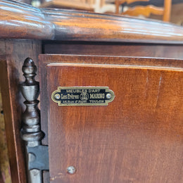Appealing French Louis XVth style walnut converted TV unit.  Central carved  door & 2 Sliding Cupboards. In good condition.