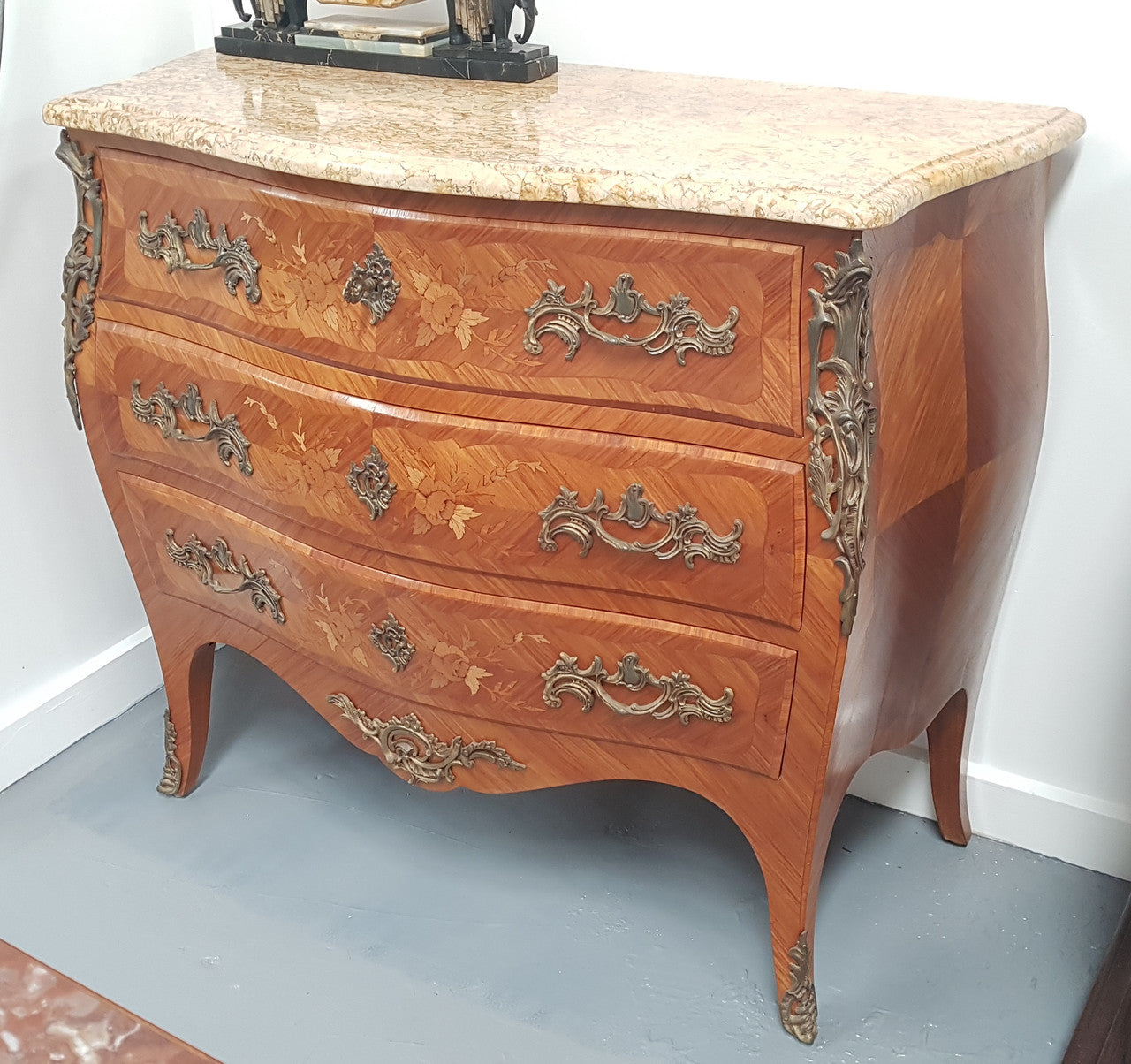 Three Drawer French Marquetry Inlaid Commode | Antique & Vintage | Moonee Ponds Antiques | Australia Wide Delivery