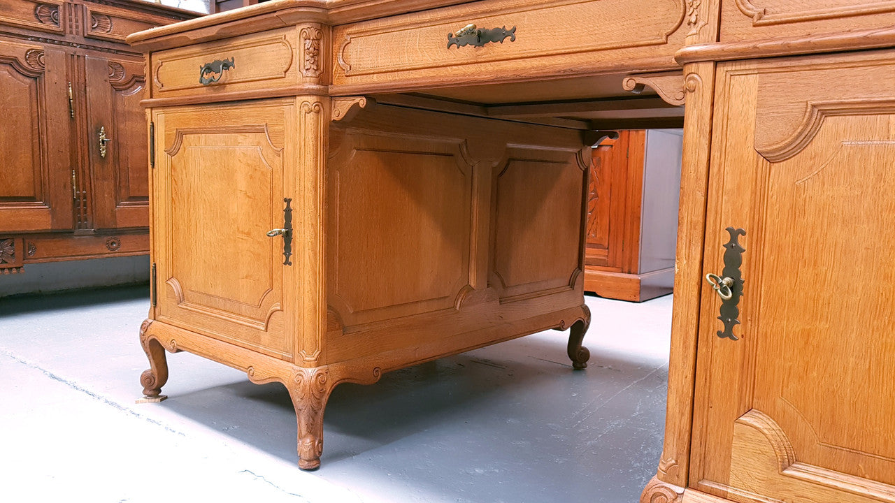 Louis XV Style Full Partners Desk With Parquetry Top | Antique & Vintage | Moonee Ponds Antiques | Australia Wide Delivery