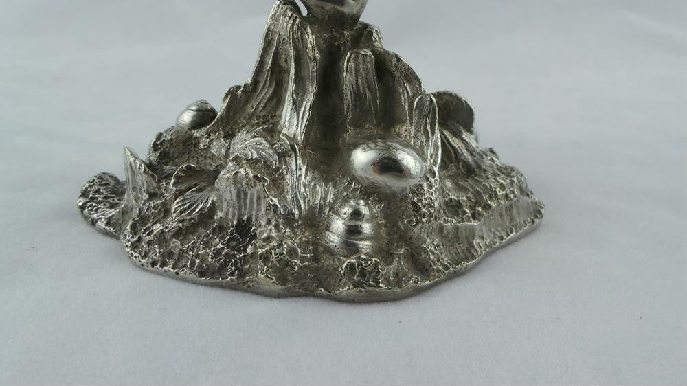 Victorian Etched Shell Glass Salts on Silver Stand