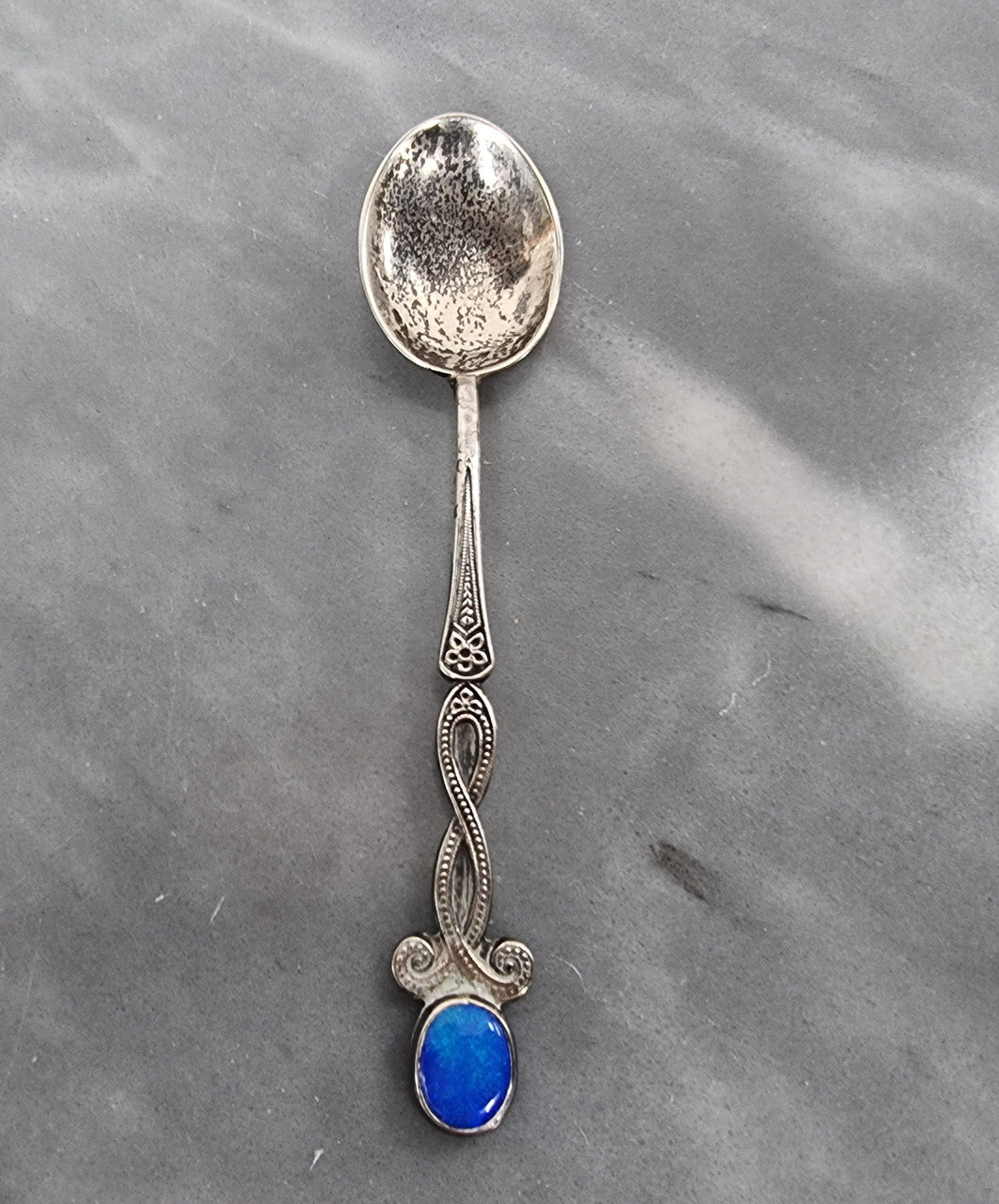 "Prouds" Australian Silver Arts & Crafts Opal Spoon | Antique & Vintage | Moonee Ponds Antiques | Australia Wide Delivery