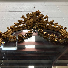 Antique French Gilt & Floral Allegorical Mantle/Wall Mirror
