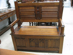 Carved French Oak Hall Seat | Antique & Vintage | Moonee Ponds Antiques | Australia Wide Delivery