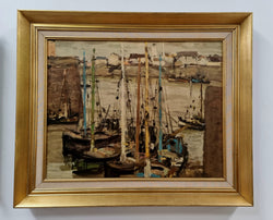 Fabulous Signed Vintage Boat Scene Oil Painting | Antique & Vintage | Moonee Ponds Antiques | Australia Wide Delivery