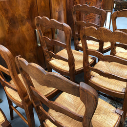 Fabulous Set of 8 French oak Dining Chairs