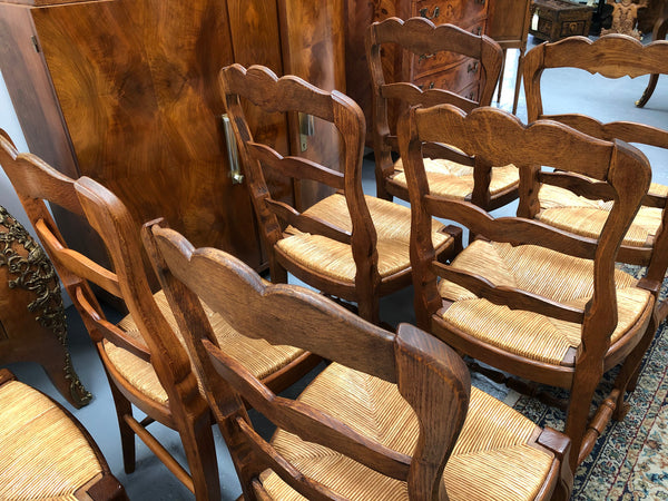 Fabulous Set of 8 French oak Dining Chairs