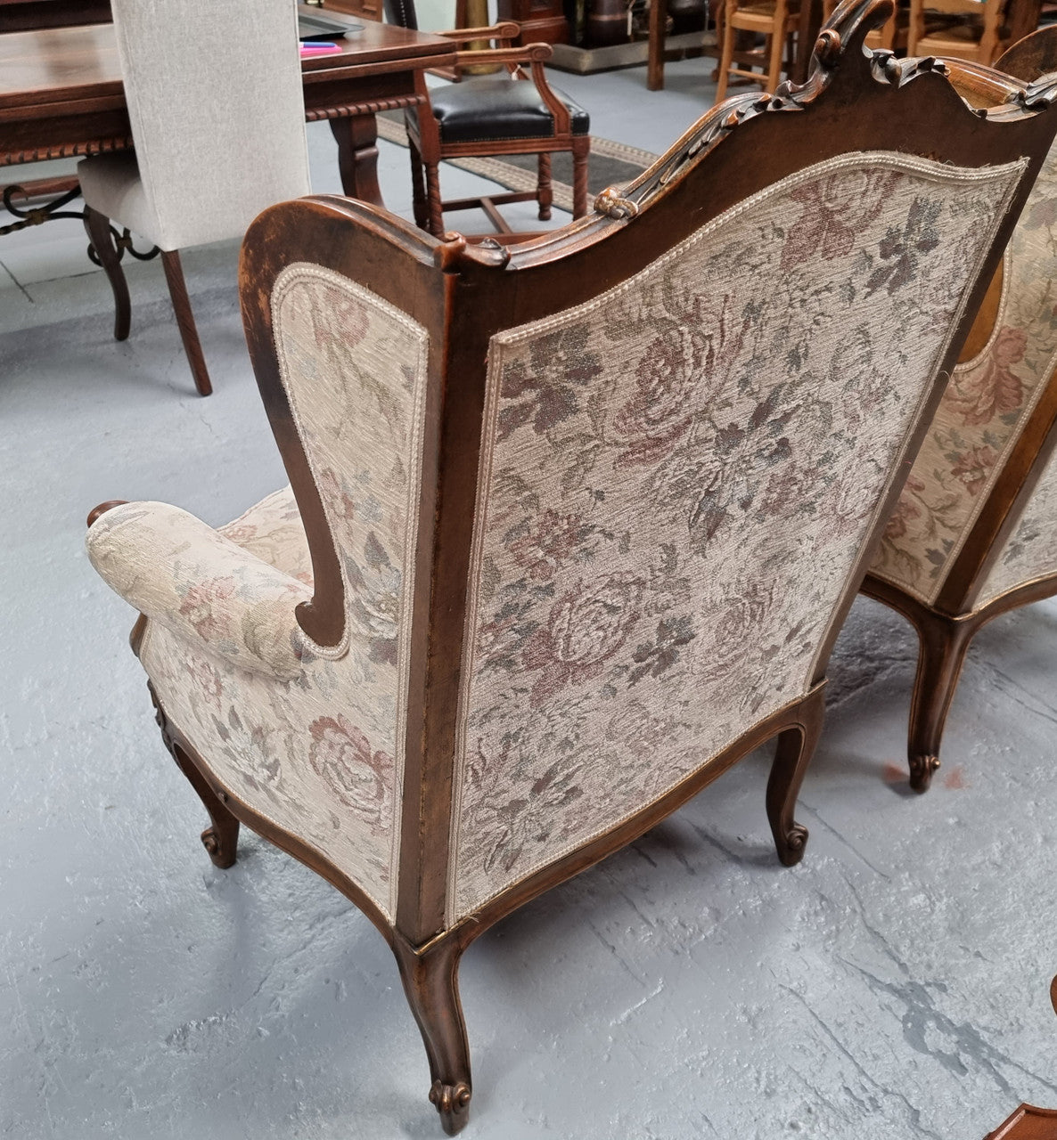 Beautiful Pair of French Gilt and Upholstered Bergere Chairs