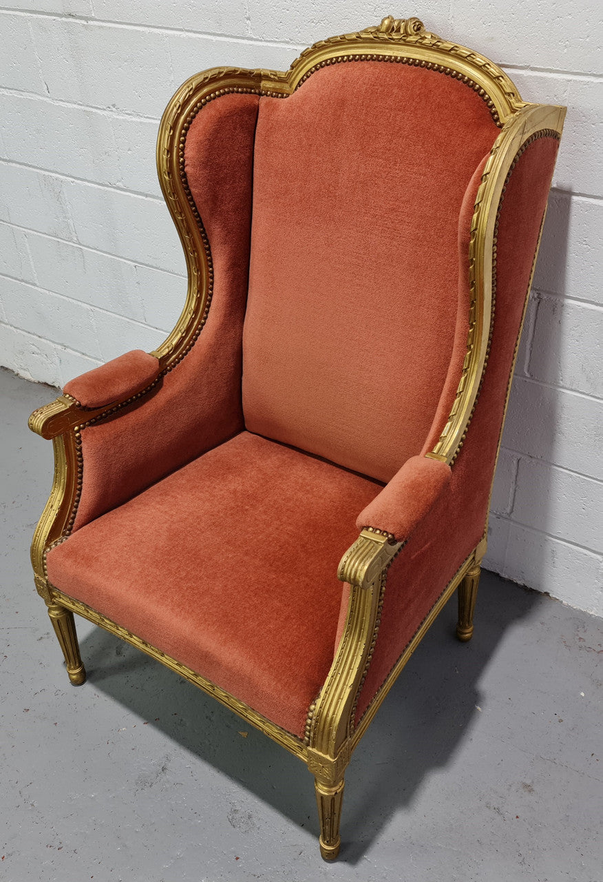 Antique Louis XVI Gilt Upholstered Bergere Wingback Chair | Antique & Vintage | Moonee Ponds Antiques | Australia Wide Delivery