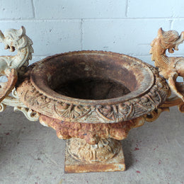 Pair of Antique French Cast Iron Urns