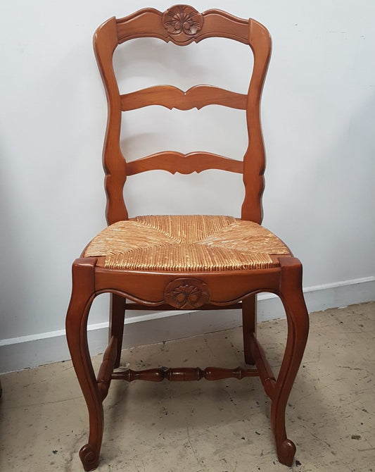 Set of Six French Fruit wood Ladder Back Chairs