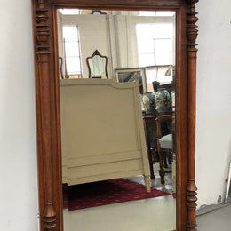 Beautifully carved French Henry II style Oak mantle mirror. Contains original glass and is in very good original detailed condition.