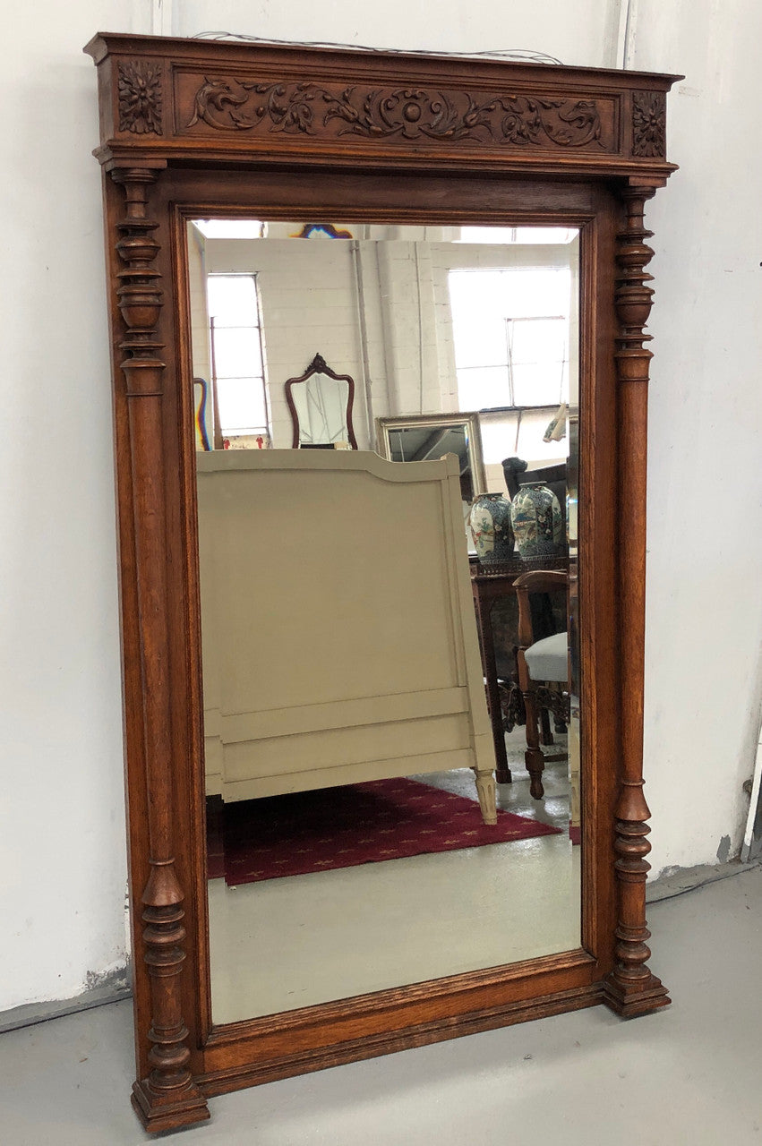 French Henry II Style Oak Mantle Mirror | Antique & Vintage | Moonee Ponds Antiques | Australia Wide Delivery