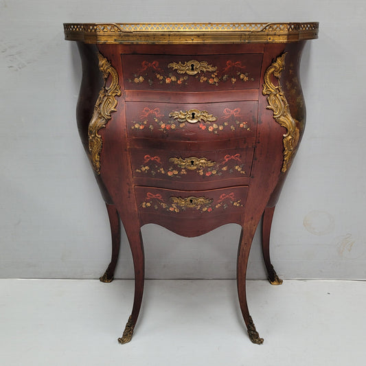 Rare French Louis XV Style Hand Painted Miniature Bombe Commode