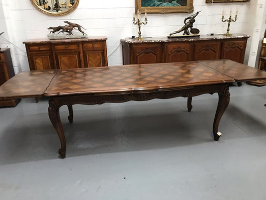 French Oak XV Style Parquetry Extension Table