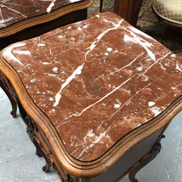 Pair of French Louis XV Style Walnut Bedside Tables