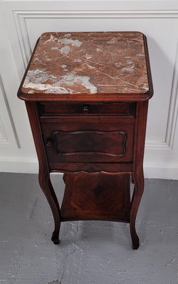 French Rosewood Inset Marble Single Bedside Cabinet | Antique & Vintage | Moonee Ponds Antiques | Australia Wide Delivery