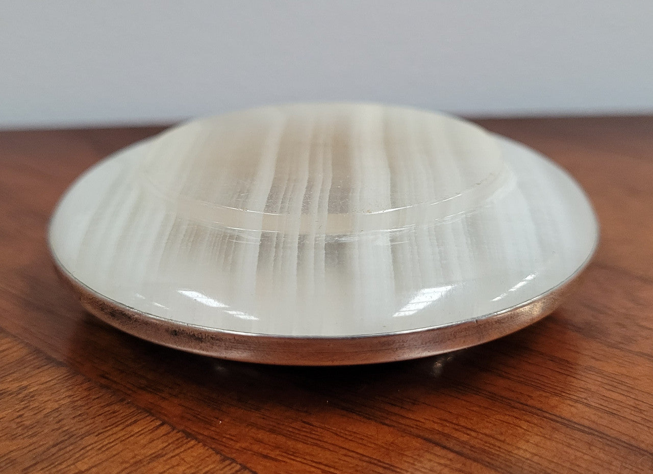 Stunning Mappin and Webb Sterling Silver and Banded Agate and Shagreen Antique pin dish.