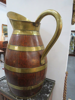 Large French Oak And Brass Banded Measuring Jug | Antique & Vintage | Moonee Ponds Antiques | Australia Wide Delivery